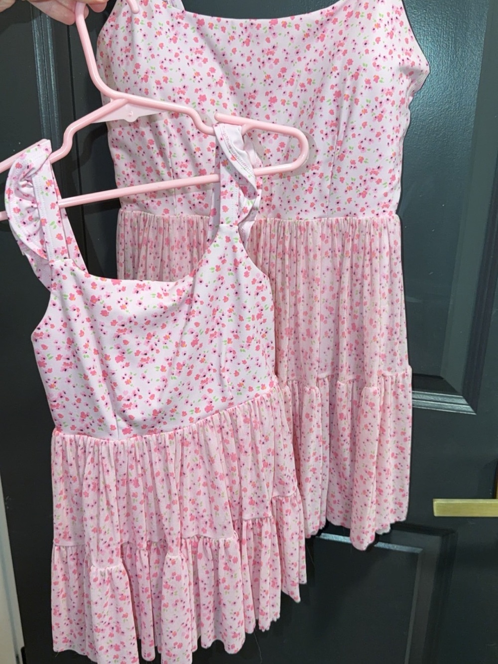 Girls' Pink Floral Tiered Sundress - Soft Cotton Look